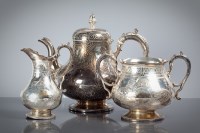 Lot 32 - VICTORIAN SILVER THREE PIECE TEA SERVICE...