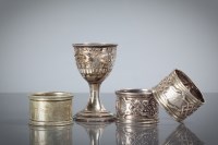 Lot 33 - GEORGE III SILVER EGG CUP AND TWO SILVER...