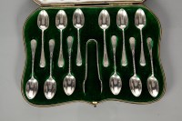 Lot 49 - SET OF TWELVE EDWARDIAN SILVER TEASPOONS AND...