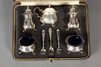 Lot 51 - SILVER CONDIMENT SET IN A FITTED CASE...
