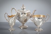 Lot 53 - FINE VICTORIAN SILVER THREE PIECE TEA SERVICE...