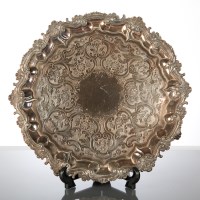 Lot 61 - GEORGE IV SILVER SALVER of serpentine circular...