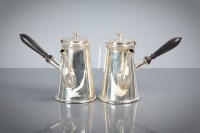 Lot 66 - PAIR OF EDWARDIAN SILVER CHOCOLATE POTS of...