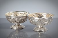 Lot 71 - PAIR OF MID 19TH CENTURY SILVER PEDESTAL BOWLS...