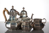 Lot 73 - GEORGE V SILVER FOUR PIECE TEA SERVICE...
