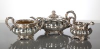 Lot 81 - WILLIAN IV SILVER THREE PIECE TEA SERVICE of...