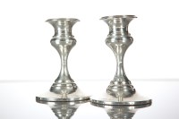 Lot 87 - PAIR OF SILVER DWARF CANDLESTICKS of waisted...