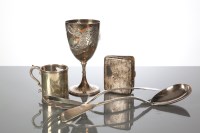 Lot 101 - EDWARDIAN SILVER WINE GOBLET with embossed...