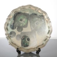Lot 102 - SILVER TRAY maker EV, of serpentine circular...