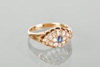 Lot 1128 - VICTORIAN SAPPHIRE AND DIAMOND CLUSTER RING...
