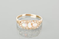 Lot 1146 - VICTORIAN OPAL AND DIAMOND RING the bezel set...