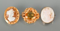 Lot 1156 - TWO VICTORIAN CAMEO BROOCHES comprising one...