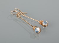 Lot 1157 - PAIR OF MOONSTONE DROP EARRINGS each formed by...