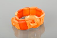 Lot 1174 - AMBER BUCKLE BRACELET with rectangular amber...