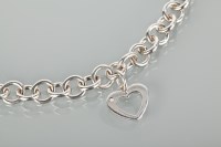 Lot 1198 - STERLING SILVER DIAMOND SET HEART NECKLACE...