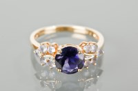 Lot 1218 - TANZANITE DRESS RING with a large round...