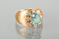 Lot 1271 - 1970s AQUAMARINE AND DIAMOND CLUSTER RING the...