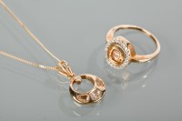 Lot 1298 - INDIAN STYLE DIAMOND PENDANT AND RING the...
