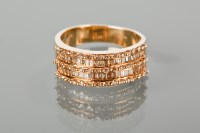 Lot 1308 - CHAMPAGNE DIAMOND HALF ETERNITY RING with five...