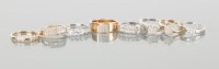 Lot 1318 - GROUP OF EIGHT DIAMOND AND WHITE GEM SET RINGS...
