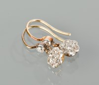 Lot 1351 - PAIR OF DIAMOND CLUSTER DROP EARRINGS of...