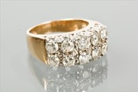Lot 1416 - TWO ROW DIAMOND RING set with diamonds...
