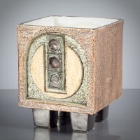 Lot 121 - TROIKA VASE of square form and with abstract...