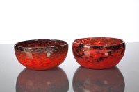 Lot 123 - NEAR MATCHING PAIR OF MONART GLASS BONBON...