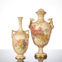 Lot 143 - ROYAL WORCESTER LIDDED URN with floral...