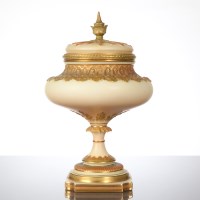 Lot 150 - ROYAL WORCESTER LIDDED URN in blush tones,...