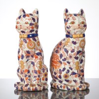 Lot 157 - PAIR OF CHINESE IMARI CATS the animals...