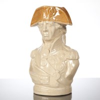 Lot 198 - ENGLISH STONEWARE CHARACTER JUG OF HORATIO...