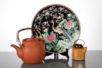 Lot 204 - CHINESE FAMILLE NOIRE CHARGER AND TWO CHINESE...