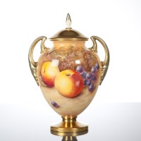 Lot 205 - ROYAL WORCESTER TWO HANDLED GILT PORCELAIN...