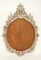 Lot 336 - 19TH CENTURY SILVER GESSO OVAL MIRROR/PICTURE...