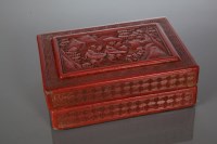 Lot 366 - CHINESE CINNABAR LACQUER BOX of rectangular...