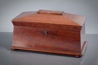 Lot 417 - REGENCY MAHOGANY SARCOPHAGUS TEA CADDY the...