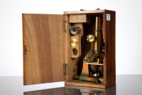 Lot 421 - EARLY 20TH CENTURY MICROSCOPE together with a...