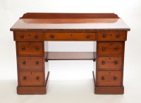 Lot 426 - VICTORIAN MAHOGANY PEDESTAL DESK with nine...