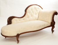 Lot 436 - VICTORIAN MAHOGANY CARVED FLORAL BUTTONBACK...