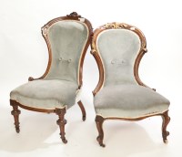 Lot 444 - VICTORIAN WALNUT PARCEL GILT NURSING CHAIR...