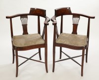 Lot 446 - PAIR OF LATE VICTORIAN INLAID MAHOGANY CORNER...