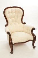 Lot 448 - PAIR OF VICTORIAN MAHOGANY CARVED BUTTONBACK...