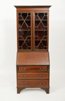 Lot 397 - EDWARDIAN MAHOGANY INLAID SECRETAIRE BOOKCASE...