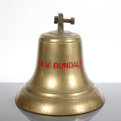 Lot 411 - SHIP'S BELL inscribed 'MV DUNDALK' in red,...