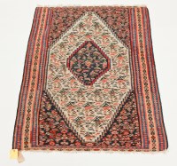 Lot 442 - SENNEH KELIM RUG with diamond lozenge field,...