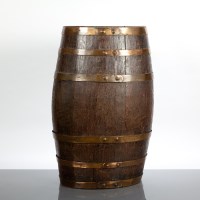 Lot 443 - EARLY 20TH CENTURY BRASS BOUND BARREL STICK...