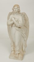 Lot 447 - 20TH CENTURY CARRARA MARBLE STATUE OF AN ANGEL...