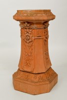 Lot 453 - LARGE FLORAL MOULDED TERRACOTTA PEDESTAL 78cm...