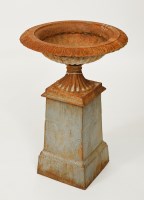 Lot 466 - VICTORIAN CAST IRON GARDEN PEDESTAL URN of...